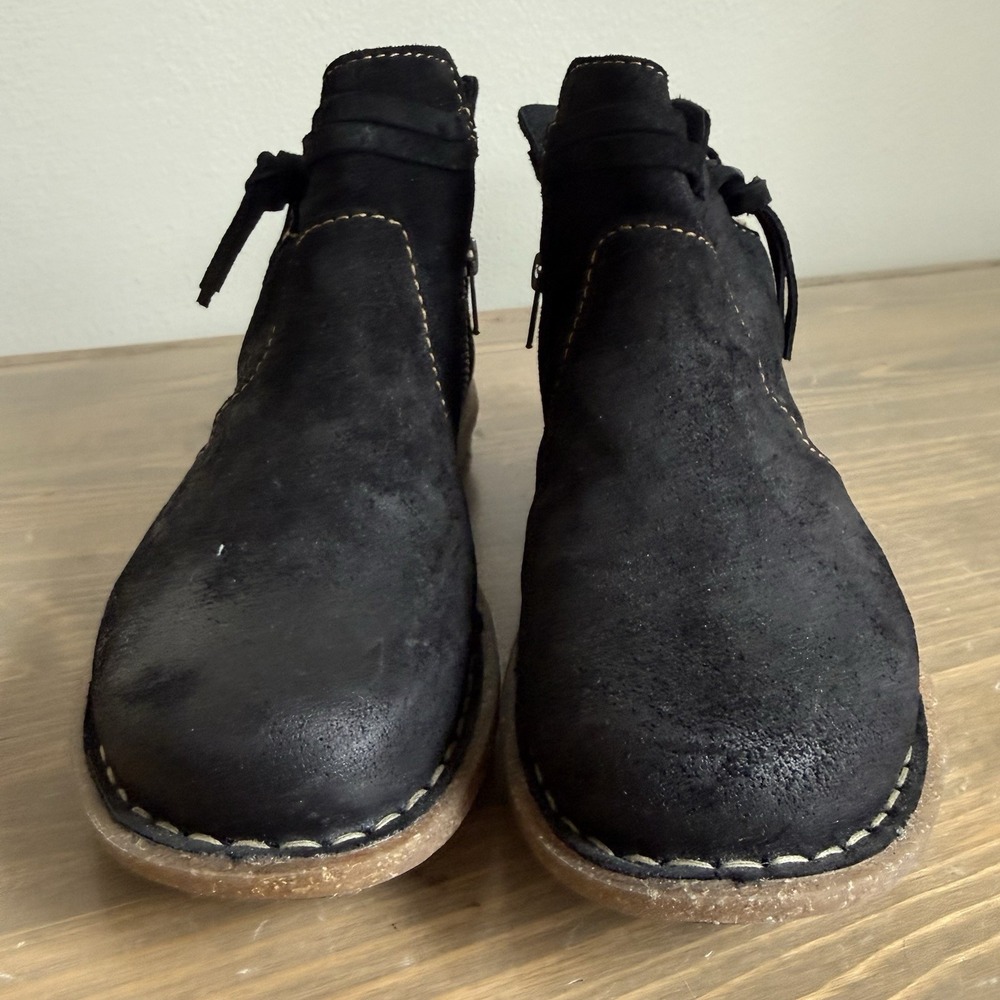 Born‎ Womens 8/39 Black Leather Tarkiln Round Toe Ankle Booties Comfort Shoes - Picture 3 of 8